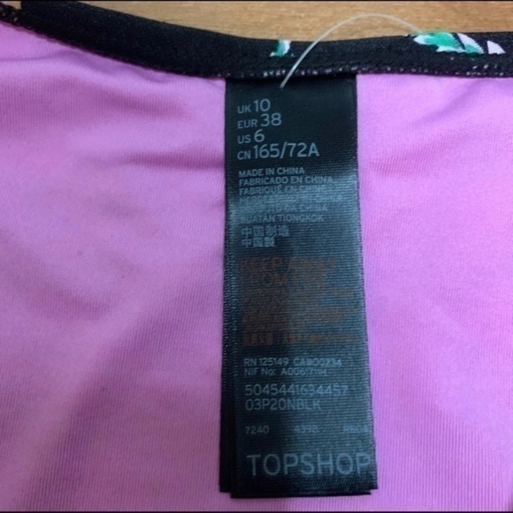 TopShop Black Flora Frill Tanga Bikini Bottom Sz 6 - Picture 4 of 6